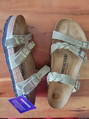 Birkenstock Franca Braided Sage Leather Nubuck Sandals Boho Chic Women’s 40 NWT